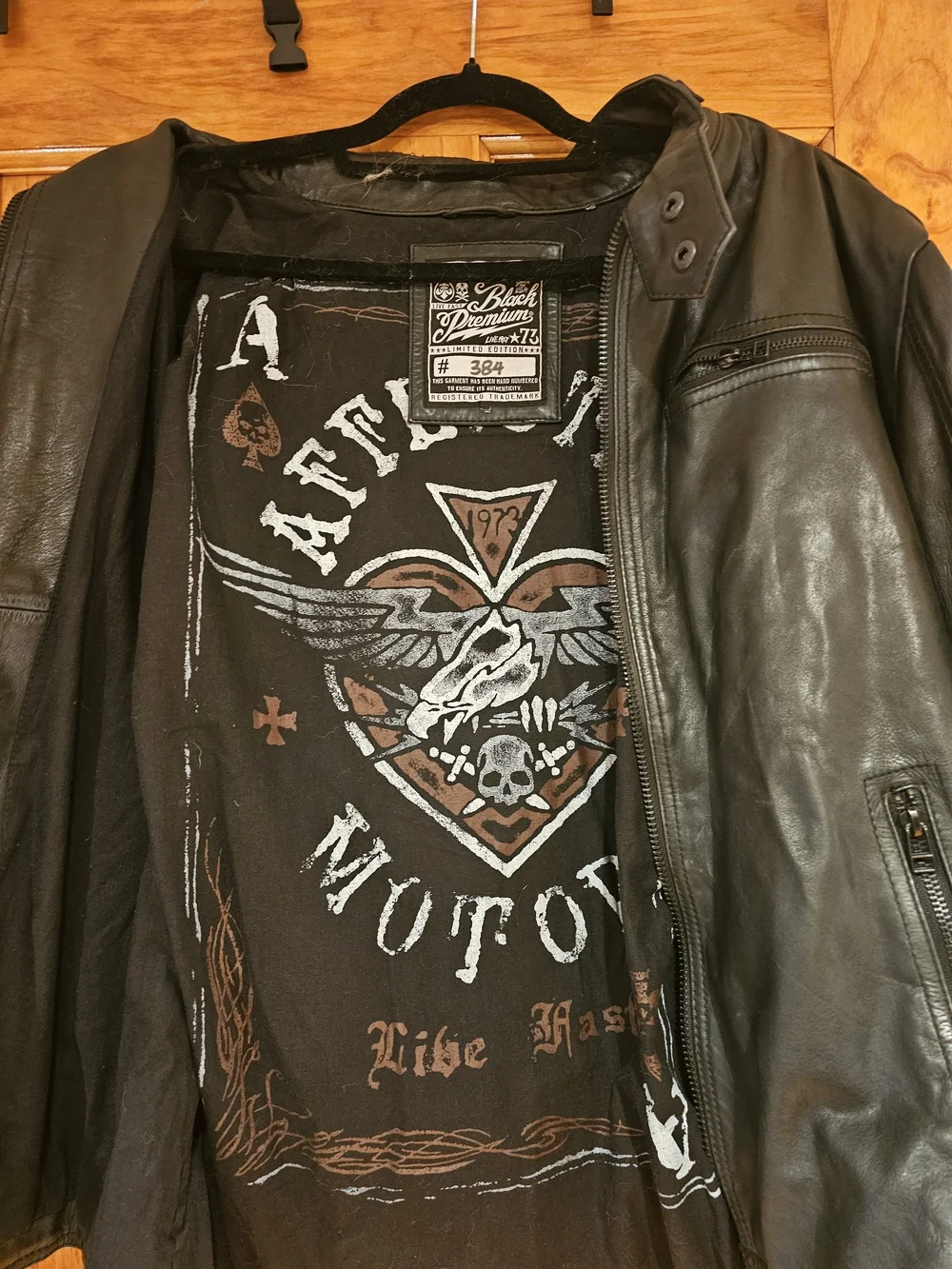 Affliction Men's Dark Brown Leather Bomber Jacket
